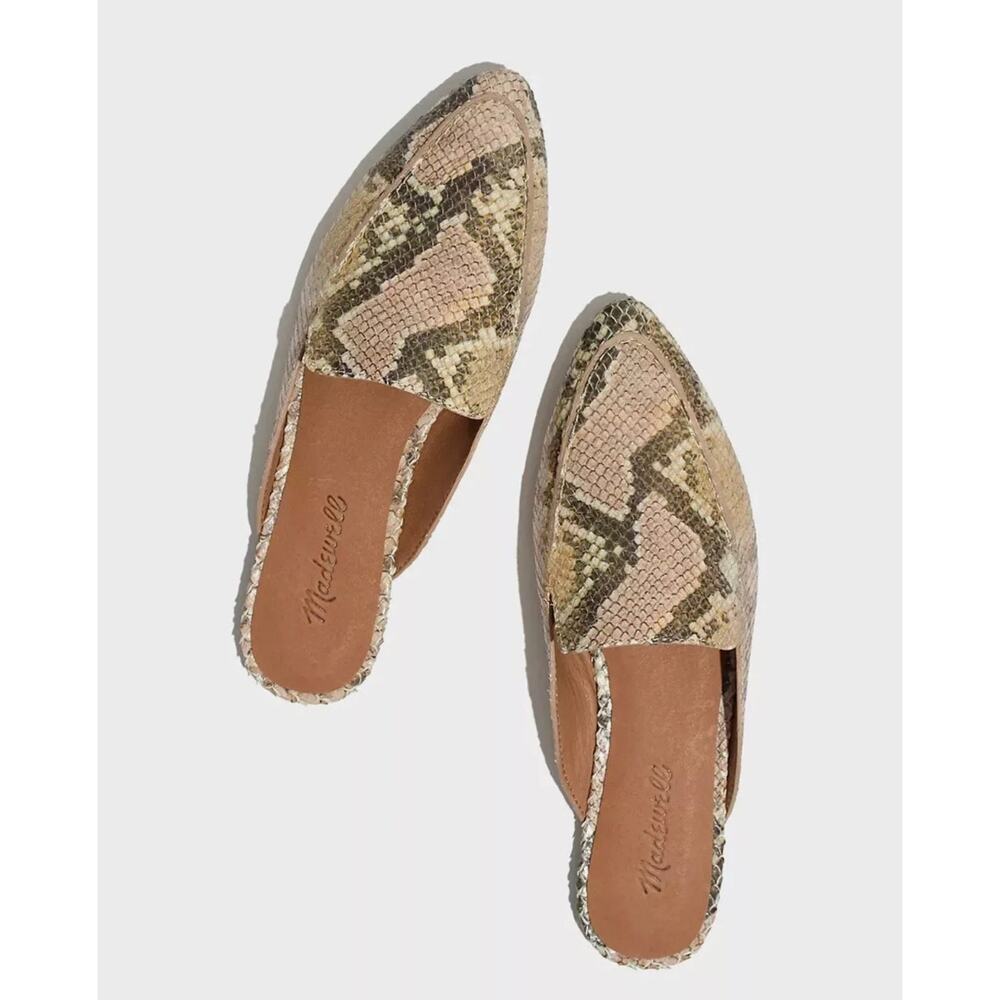 MADEWELL FRANCES Skimmer Cream/Black Python Neutral Snake Womens Mules Shoes 9.5